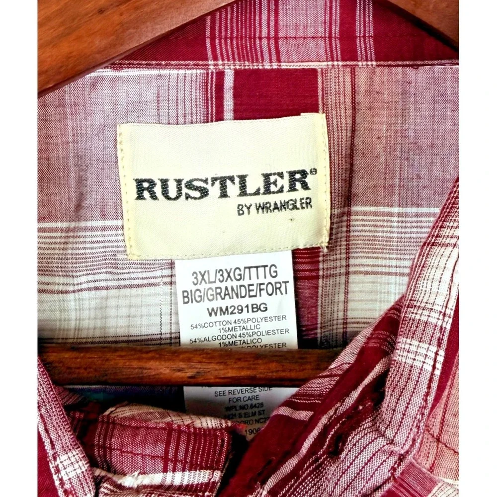 Rustler by Wrangler Western Pearl Snap Plaid Short Sleeve Shirt 3XL New